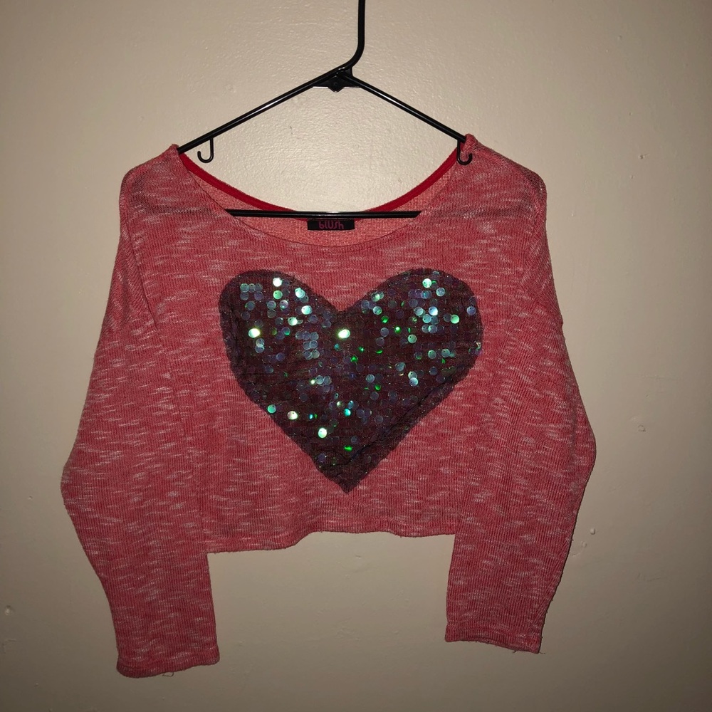 ‼️Pink Cropped Long Sleeve Shirt‼️